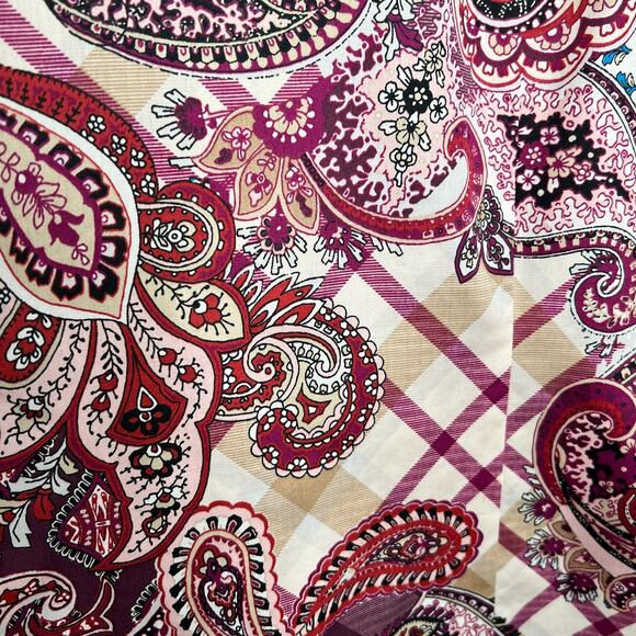 Chico's No-Iron Sateen Menswear Mix Print Wing Collar Shirt size 1 8/10 - Picture 8 of 8